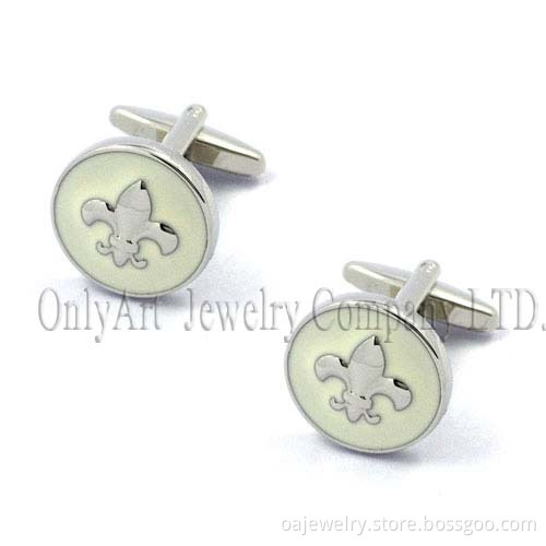 Fashion Custom Made Enamel Lily Flower Cuff Links (OACL0456)